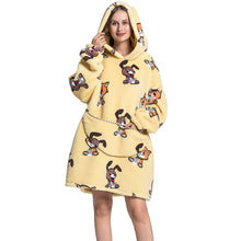 Load image into Gallery viewer, Printing Wearable Hooded Warm Fleece Blanket