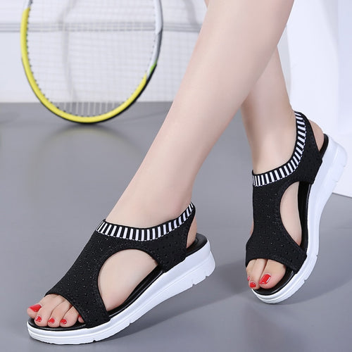 Woman Summer Wedge Comfortable Sandals Ladies Slip-on Flat Sandals