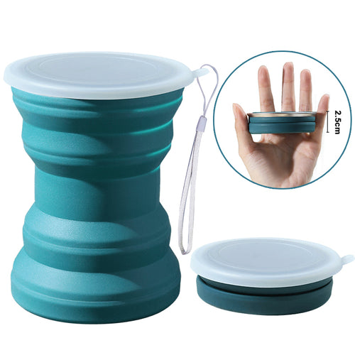 Portable Collapsible Silicone Folding Water Cup Heat Resistant Mug with Lid