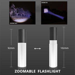 USB Rechargable Mini LED Flashlight 3 Lighting Mode Waterproof Torch Telescopic Zoom Stylish Portable Suit