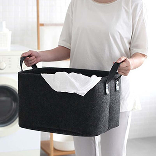 Foldable Toy Laundry Basket Felt Storage Baskets Dirty Clothes Hamper Toy Holder Storage Bag