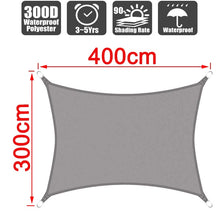 Load image into Gallery viewer, Waterproof 300D Gray Square Rectangle Shade Sail Garden Terrace Canopy Swimming Sun Shade