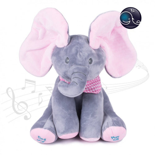 30CM Music Plush Doll Play Educational Music Hide Seek Baby Child Pink Grey Elephant