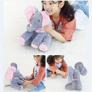 30CM Music Plush Doll Play Educational Music Hide Seek Baby Child Pink Grey Elephant