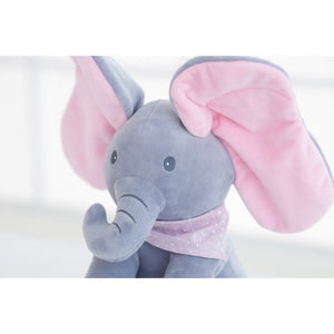 30CM Music Plush Doll Play Educational Music Hide Seek Baby Child Pink Grey Elephant