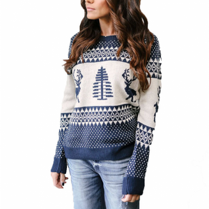 Christmas Sweater Female Explosion Models Geometric Elk Jacquard Sweater