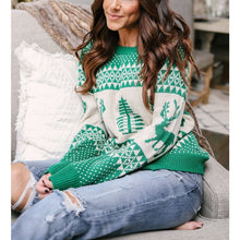 Load image into Gallery viewer, Christmas Sweater Female Explosion Models Geometric Elk Jacquard Sweater