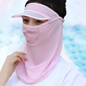 Women Wide Brim Breathable Icy Full Face Covering UV Protection Face Cover