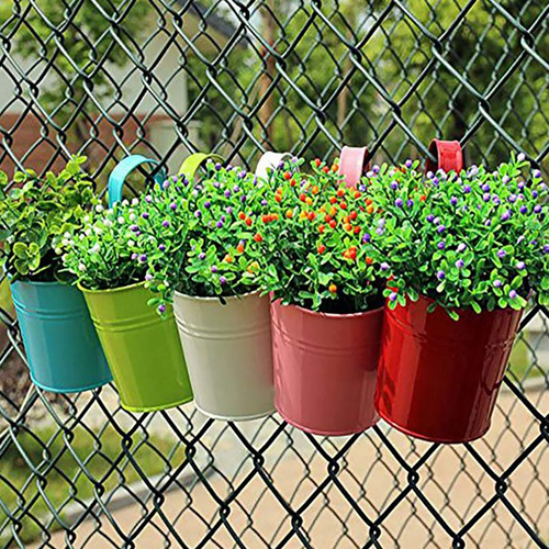 10pcs Multicolour Metal Hanging Flower Pots