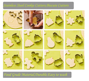14 Pcs DIY Stainless Steel 3D Christmas Cookie Cutters Biscuit Moulds